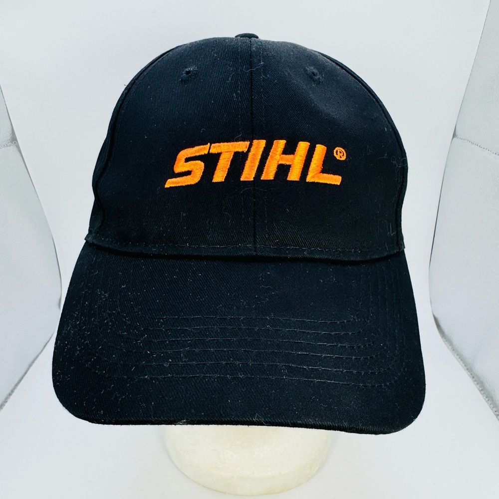 "STIHL" Black Ballcap Orange Embroidered Emblem SnapBack Hat Cap